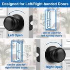 Sopoby Black Door Knob, 10 Pack Round Keyless Doorknobs Interior/Exterior Lockset, Passage Locking Door Knobs for Bedroom/Bathroom, Black Modern Design Door Hardware