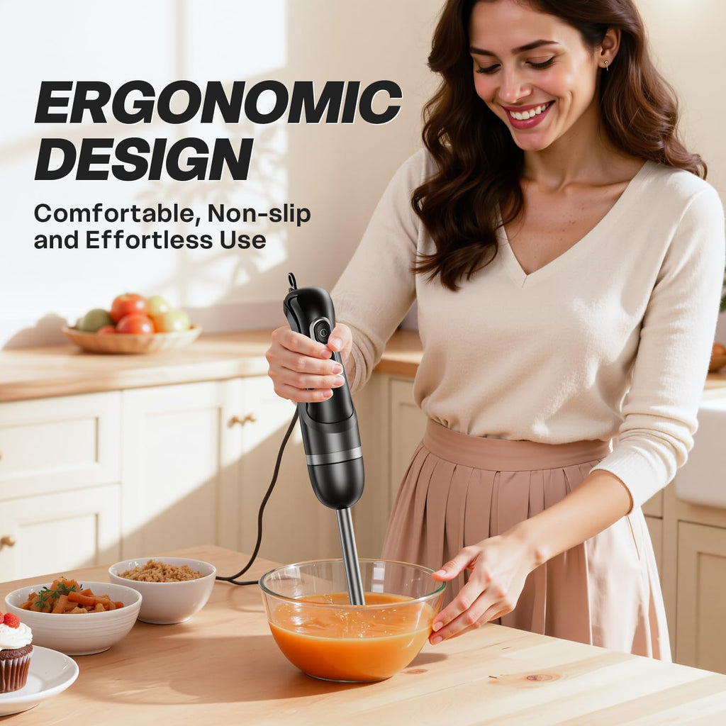 Turelar Immersion Blender Corded 400W, 2 Speed, Emulsifier, Blend, BPA-Free