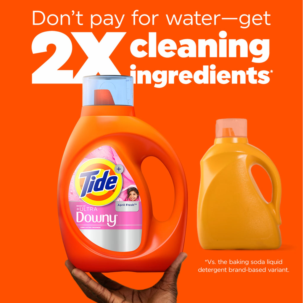 Tide Plus Boost of Ultra Downy Liquid Laundry Detergent, April Fresh Scent, 148 fl oz, 105 Loads, Laundry Detergent Liquid with Long-Lasting Freshness