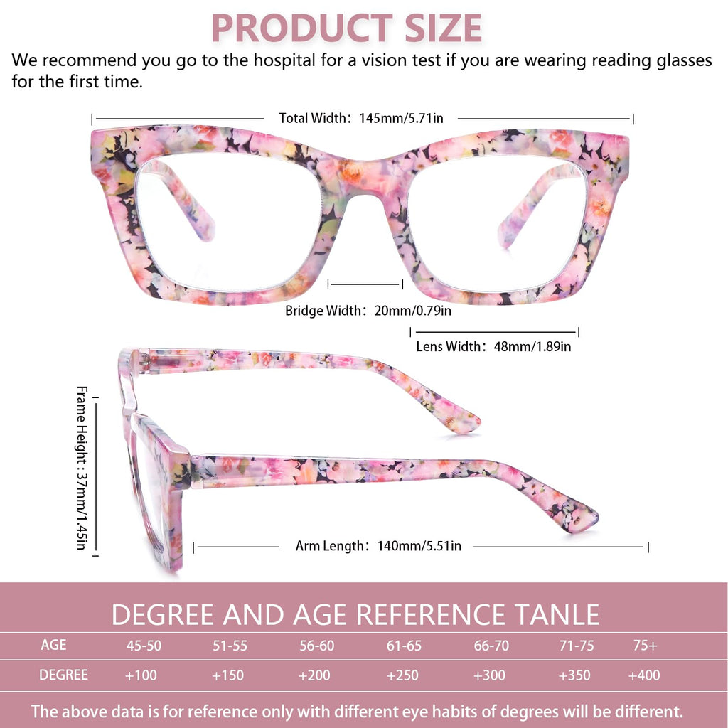 SIGVAN 6 Pack Oprah Style Reading Glasses Blue Light Blocking Square Computer Spring Hinge Readers for Women Men (6 Mix, 1.25, multiplier_x)