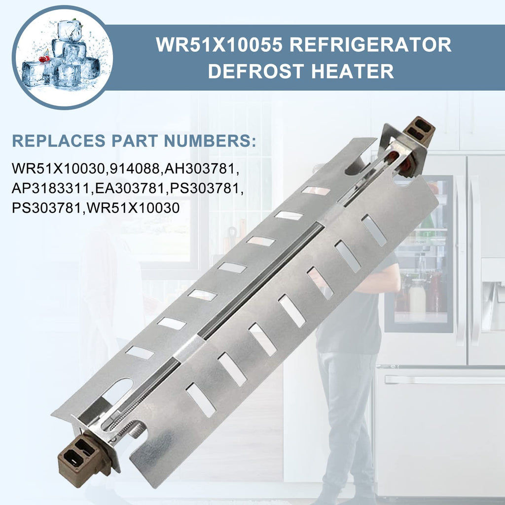 AMI PARTS WR51X10055 Refrigerator Defrost Heater Kit, Temperature Sensor WR55X10025, High Limit Thermostat WR50X10068 Replacement Compatible with General Electric