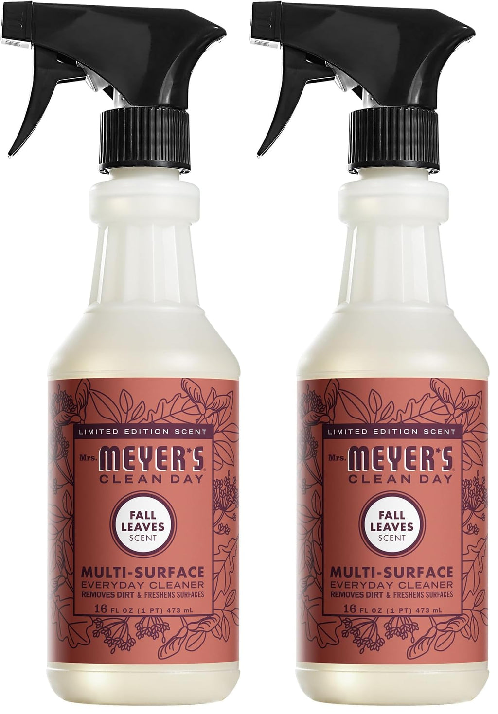 Mrs. MEYER'S CLEAN DAY Multi-Surface Everyday Cleaner,Fall Leaves Scent,16 Fl Oz Bottle,(Pack of 2)