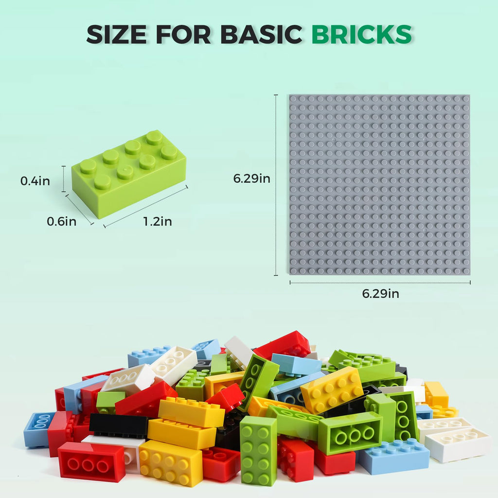 2x4 Bricks 500 Piece Classic Building Bricks and 1 Gray Baseplate, 2x4 Bricks Bulk Creative Building Toys, Blocks Bulk for Kids Ages 6+, 6 Colors