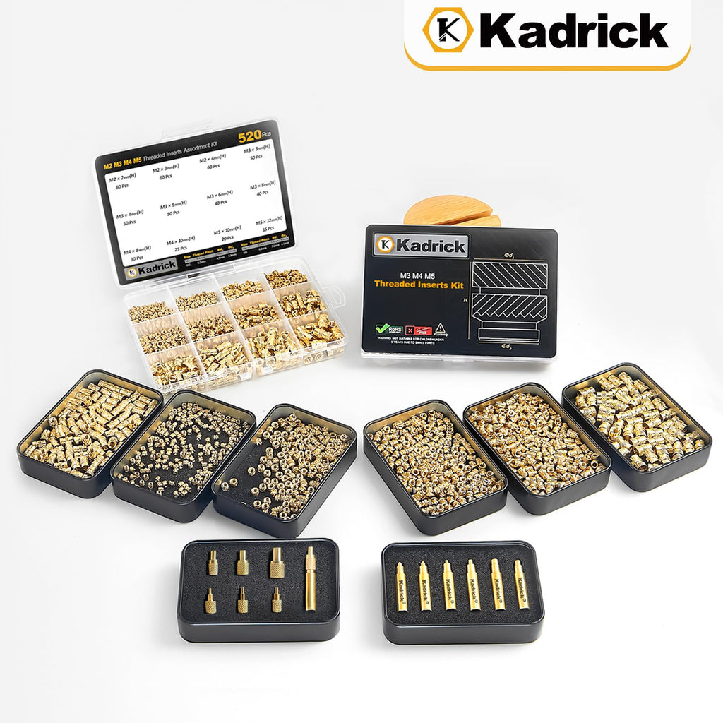 Professional Heat Set Insert Tool Kit: 80W Soldering Iron Heat Insert Tool with 520pcs Brass Inserts & Heat Set Insert Tips (M2-M8) for 3D Printing