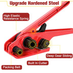MYFAMIREA Heavy Duty Banding Strapping Kit with Tensioner Tool, 1/2" x 3500FT Polypropylene Plastic Packaging Strapping, 300 Metal Seals, Sealer Tool for Pallets, Logistics, Warehouse (Red)