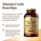 Solgar Vitamin C 1500 mg with Rose HIPS, 180 Tablets - Antioxidant & Immune Support - Overall Health - Supports Healthy Skin & Joints - Non GMO, Vegan, Gluten Free, Dairy Free, Kosher - 180 Servings