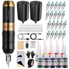 STIGMA Wireless Tattoo Gun Kit Complete with Pro Short Pen, 2 Batteries, 20 Tattoo Cartridge Needles, Color Set, Full Tattoo Accessories STP35TI4002-9