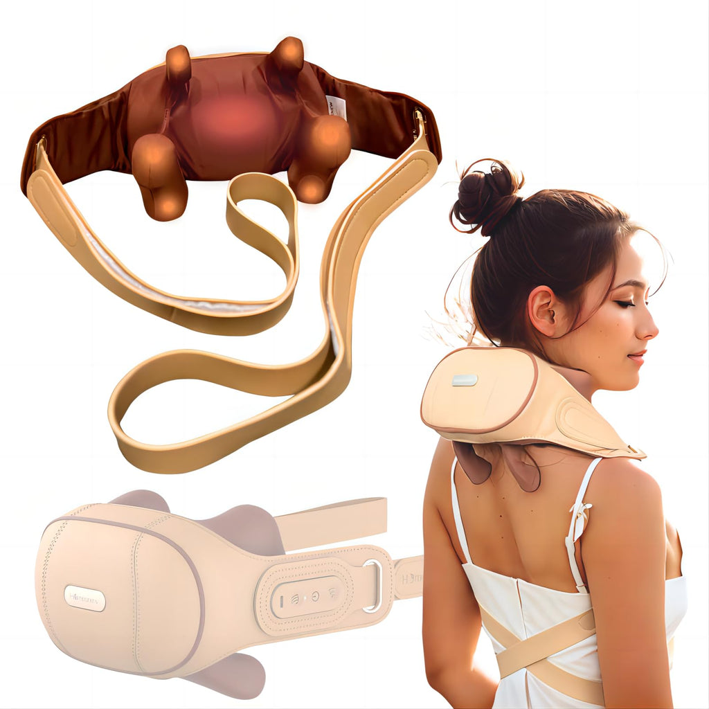 Homesnew Neck Massager for Pain Relief Deep Tissue, Shiatsu Neck and Shoulder Massager with Heat, Cordless 5D Wearable Kneading Neck Massage On the Go, Ideal Relaxation Gift for Women and Men