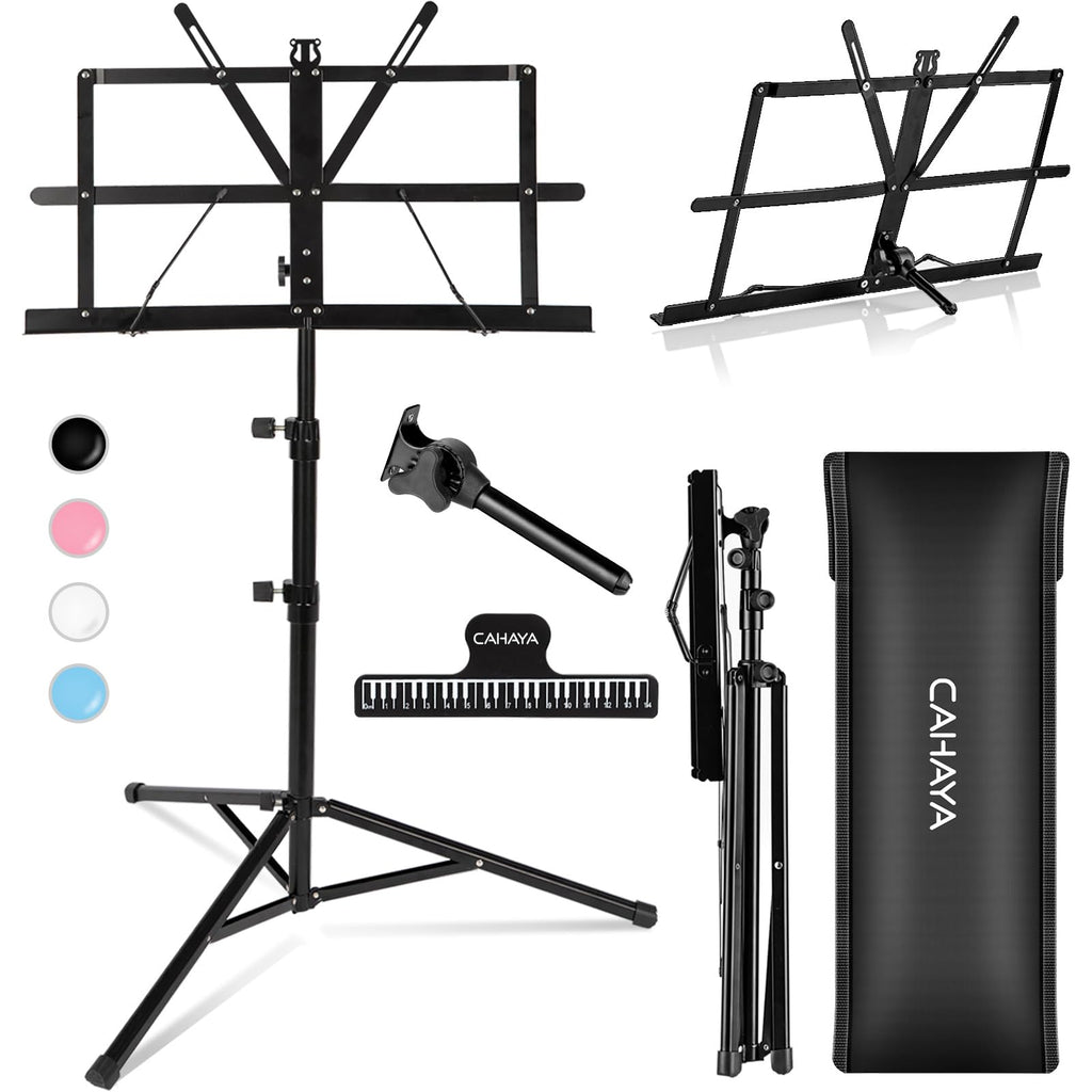 CAHAYA Sheet Music Stand Portable Folding Dual Use Desktop Book Holder