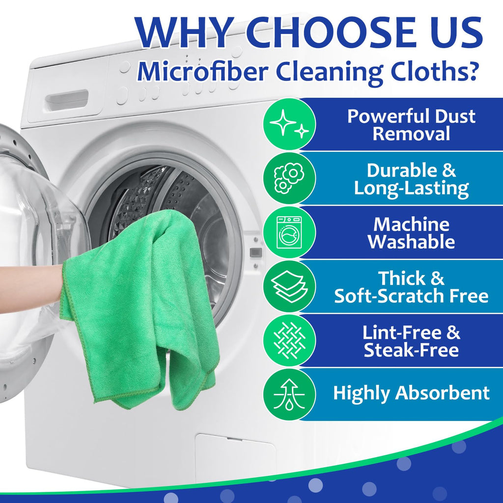 Newwiee 3 Pcs Extra Large Microfiber Cleaning Cloth 30" x 20" Washable Reusable Microfiber Towel Streak Free Lint Free Cloth for Cleaning Home Glass Office Window Bathrooms (Red,Blue,Green)
