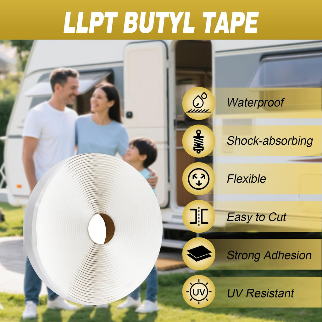 LLPT Butyl Tape 1/2 Inch x 33 Feet Black 1 Pack Leak Proof Waterproof Seal