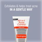 Neutrogena All-In-1 Acne Control Daily Face Scrub to Exfoliate and Treat Acne, Salicylic Acid Acne Treatment, 4.2 fl. Oz (Pack of 3)