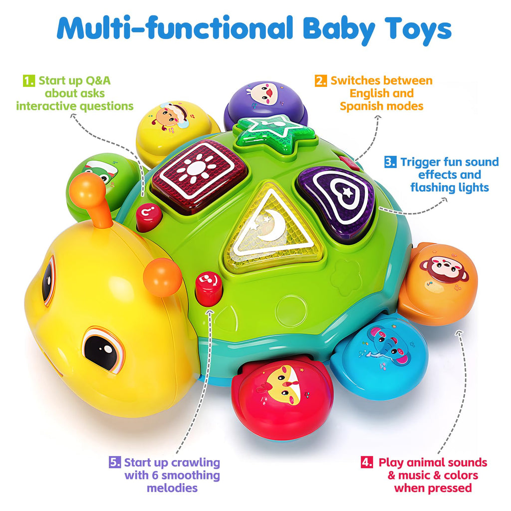 Baby Toys for 12 Months, Musical Crawling Infant Toys with Lights Sounds