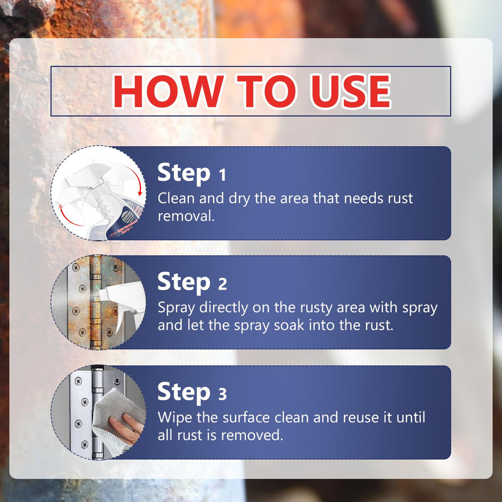 enterlent Heavy Duty Rust Removal for Metal,Multipurpose Rust Remover Spray,Stainless Steel Rust Remover Cleaner,Powerful Steel Rust Removal,Rust Converter for Various Metals Furniture