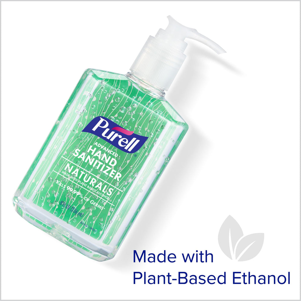 PURELL Advanced Hand Sanitizer Naturals with Plant Based Alcohol, Citrus Scent, 8 fl oz Pump Bottle (Pack of 4) - 9626-06-ECDECO