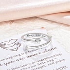 Sterling Silver Hug Ring for Women Teen Adjustable Love Promise Ring Inspirational Friendship Open Ring Hope Love Heaven Promise Friendship Rings Mothers Day Birthday Gift for Daughter Granddaughter Mom Wife Best Friend