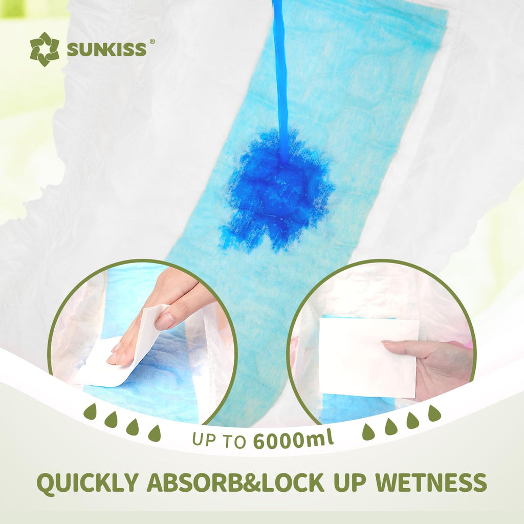SUNKISS Masterpiece Adult Diapers with Tabs, Unisex Disposable Incontinence Briefs for Women and Men, Odor Control, White, Small/Medium, Previously Medium, 10 Count