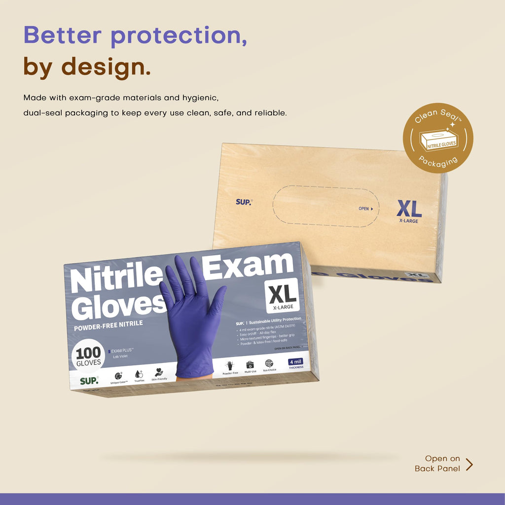 SUP Nitrile Exam Gloves, Powder-Free Latex-Free Food Safe Disposable Glove for Medical Cooking Cleaning, Lab Violet 1000 Ct (X-Large)