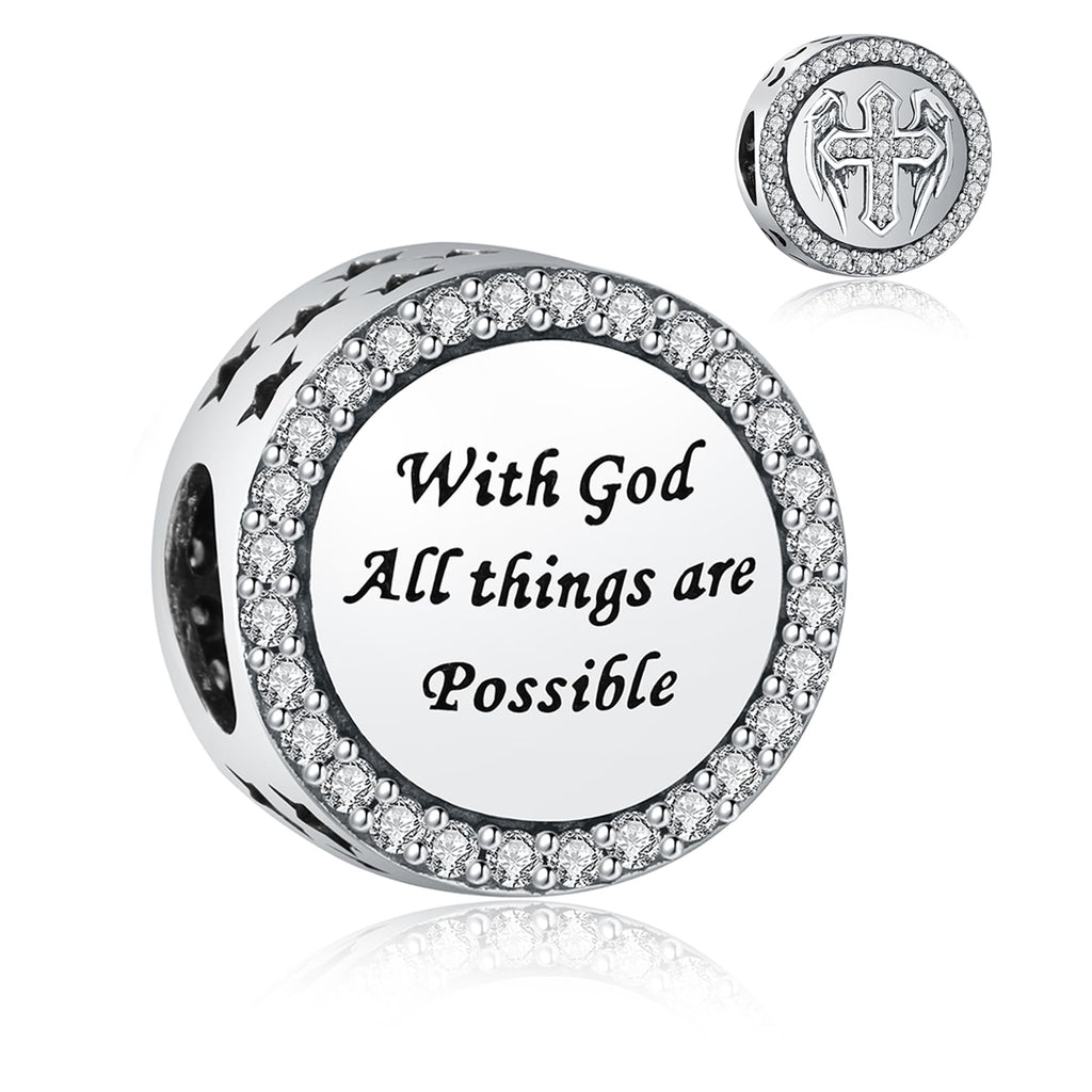 925 Sterling Silver Charms Fit Pandora Charms Bracelet God Has You In His Arms I Have You In My Heart Fit Wife Mother's Day Christmas Birthday Gift