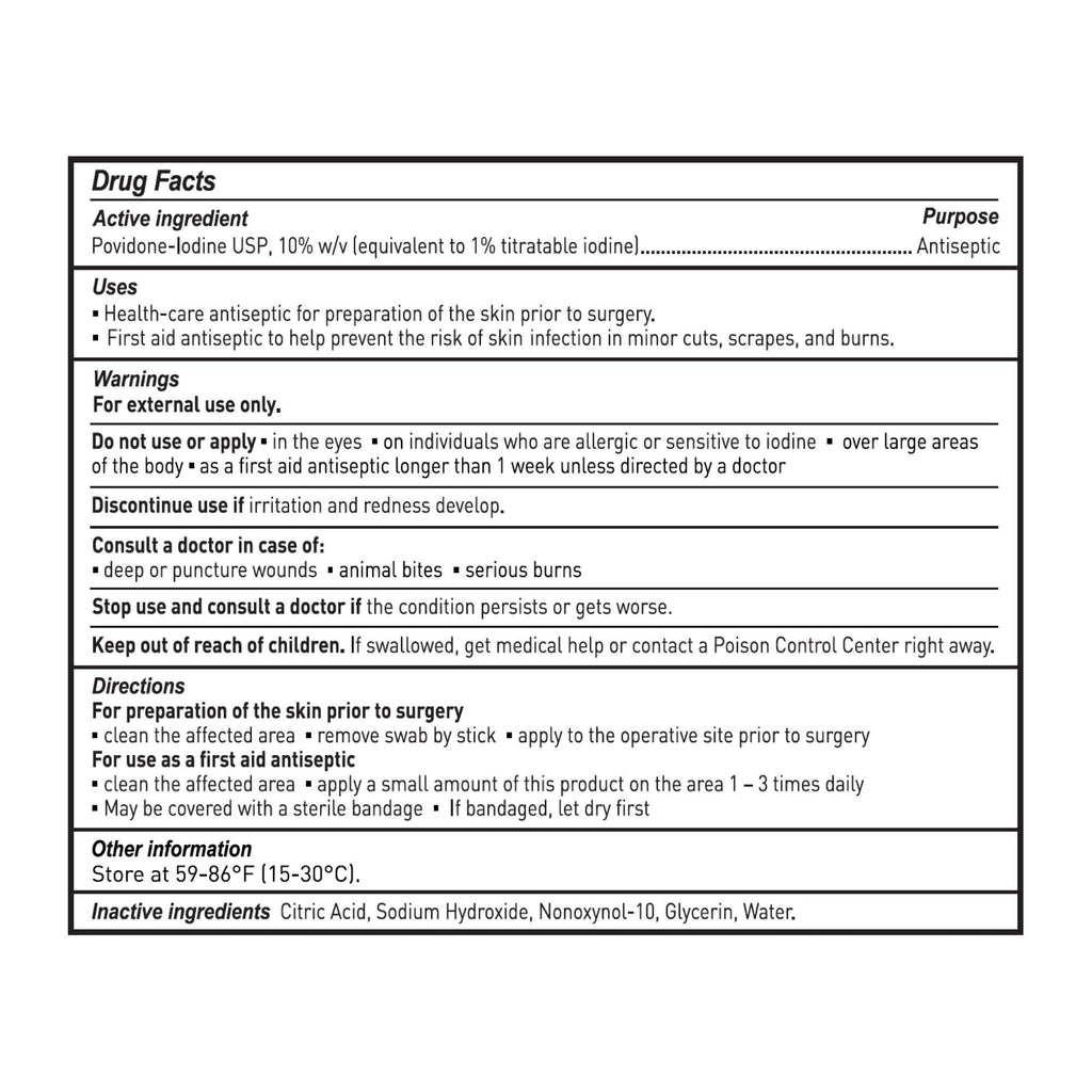 McKesson Povidone Iodine 10% Swabs Stick [50 Sticks] Sterile Swabsticks, Topical Pre-Surgical and First Aid