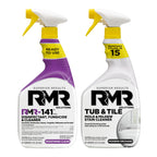 RMR Bathroom Brilliance Bundle – Tub & Tile Stain Spray + RMR-141 EPA Registered Mold & Mildew Remover, 2-Step Bathroom Cleaning & Disinfecting System for Showers, Sinks, Tile, Grout, 2–32 Oz Bottles