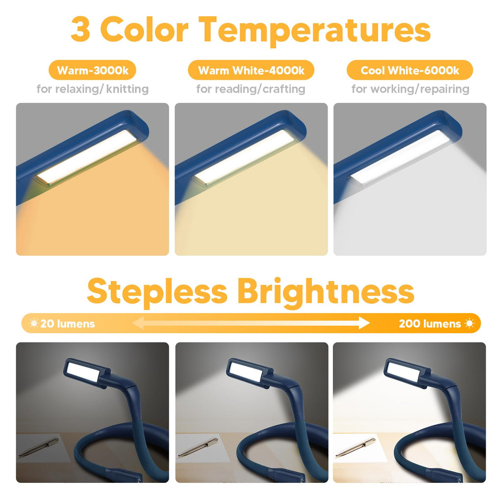 Book Light for Reading in Bed Neck Light Rechargeable Neck Lamp for Reading Camping Working, Fathers Day Gift for Dad Book Lovers Trending Gifts for Men Women Adults Teens Readers Bible Study Supplies