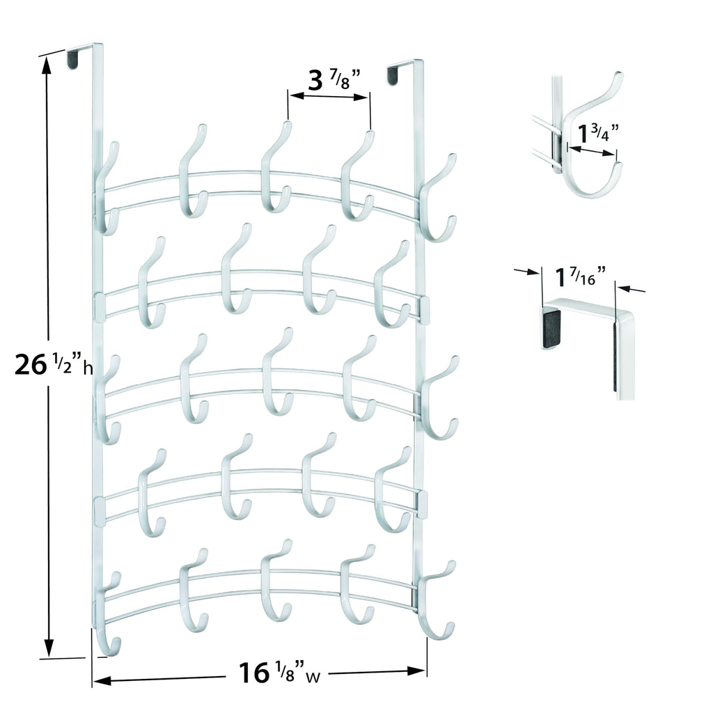 LYNK Professional® Home™ Over the Door Hooks - 46 Hook – Over the Door Coat Rack - Over the Door Hanger - Hanging Towels or Clothes - Bathroom, Bedroom, Laundry Room - Lifetime Ltd. Warranty, White