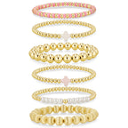 Yoosteel Gold Beaded Bracelets for Women Teen Girls, Gold Plated Jewelry