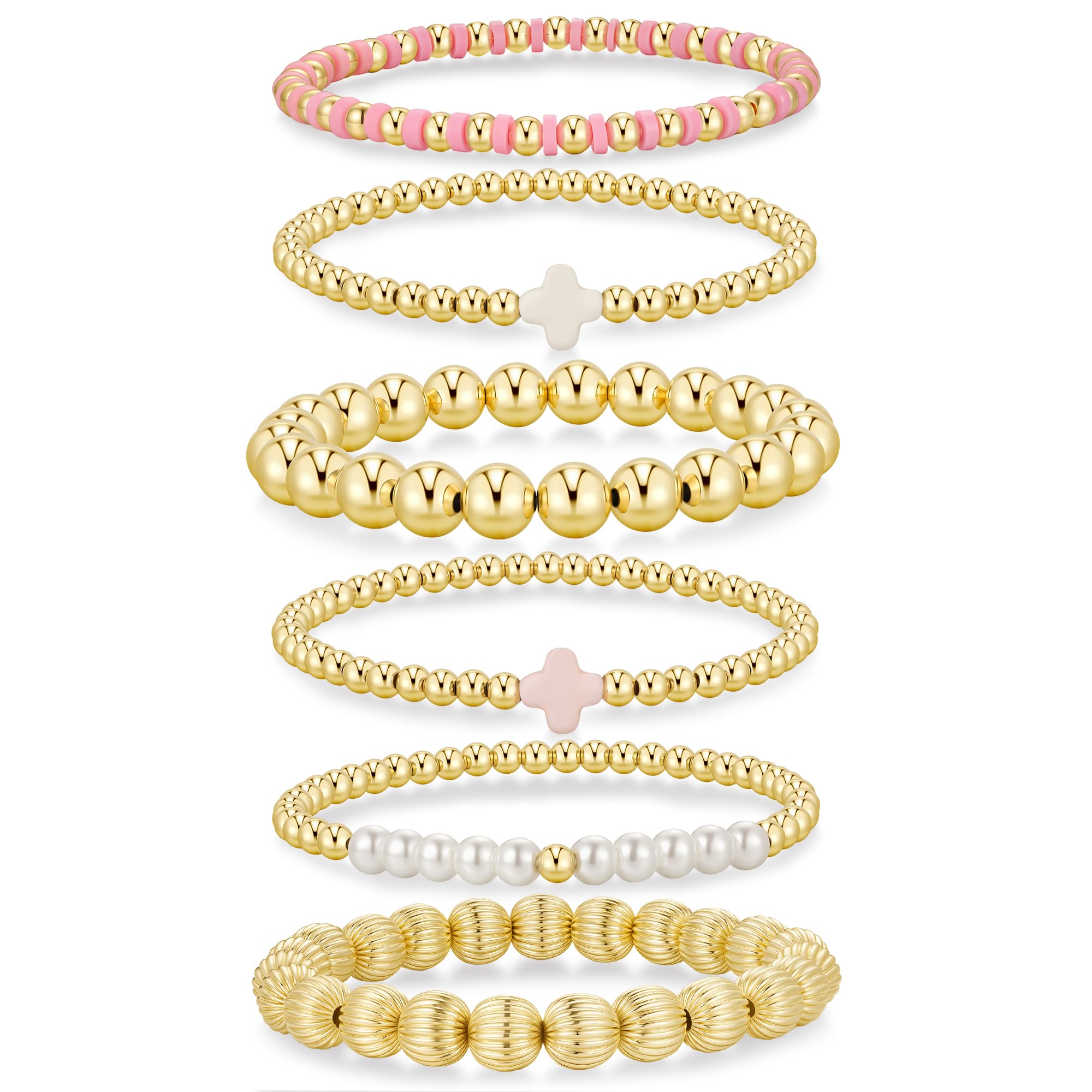 Yoosteel Gold Beaded Bracelets for Women Teen Girls, Gold Plated Jewelry