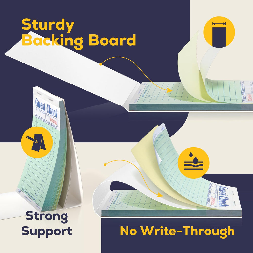 FMP Brands Double Part Guest Check for Servers, Server Note Pads 500 Sheets (10 Pads), Server Books for Waitress with Carbon Copies, Guest Check 2 Part Carbonless, Receipt Book with Carbon Copies