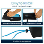 Vive Mobility Knee Walker Padded Gel Cover - Premium Comfort Gel Cushion, Accessory for Knee Scooters, Padded Accessories, Leg Cart Roller Improves Comfort During Injury, Fits Most Knee Trollys (Blue)