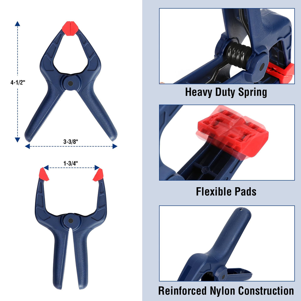 WORKPRO 10-Pack Bar Clamps for Woodworking, 6-Inch (2) Mini & (2) Light Duty and 12-Inch (2) Wood Clamps & 4-1/2-Inch (4) Spring Clamps, F Clamp with 50/150 LBS Load Limited