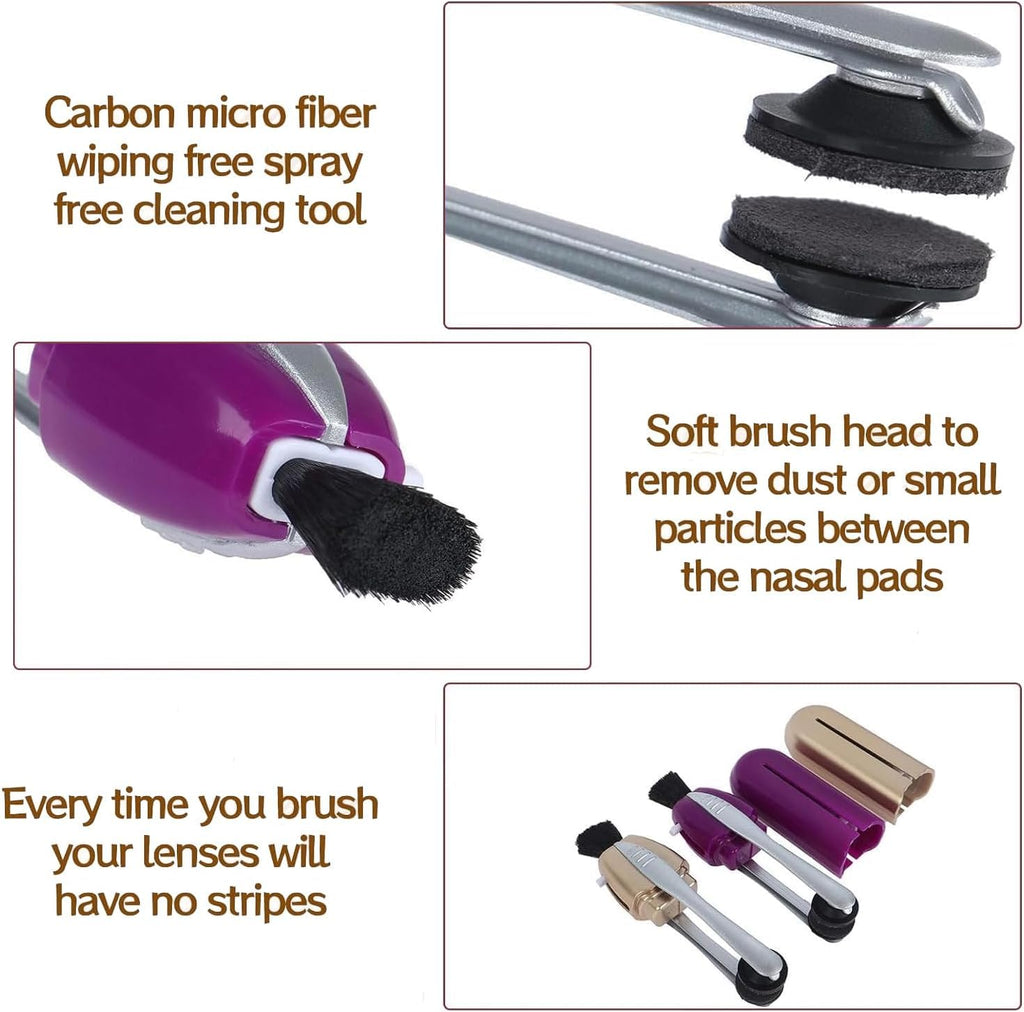 3Pcs Glasses Cleaner, Eyeglass Cleaner Portable Eyeglass Cleaning Kit, Lens Cleaner with Microfiber Tech Portable Mini Sunglasses Brush Cleaning Tool, Easily to Carry for Travel Commutes Office School