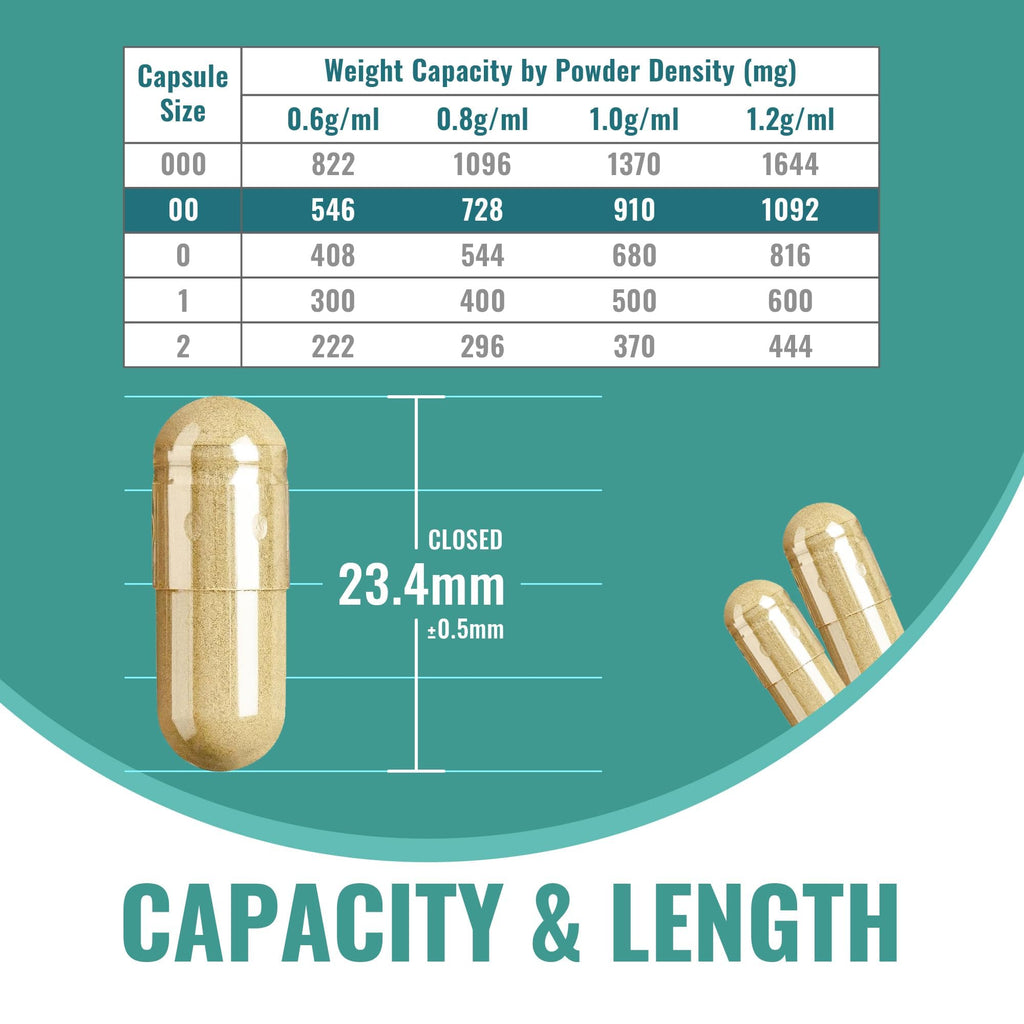 ATNreuro Vegan Separated Empty Capsules Size 00 (1000 Count), HPMC Pill Capsules Empty for DIY Supplement Filling