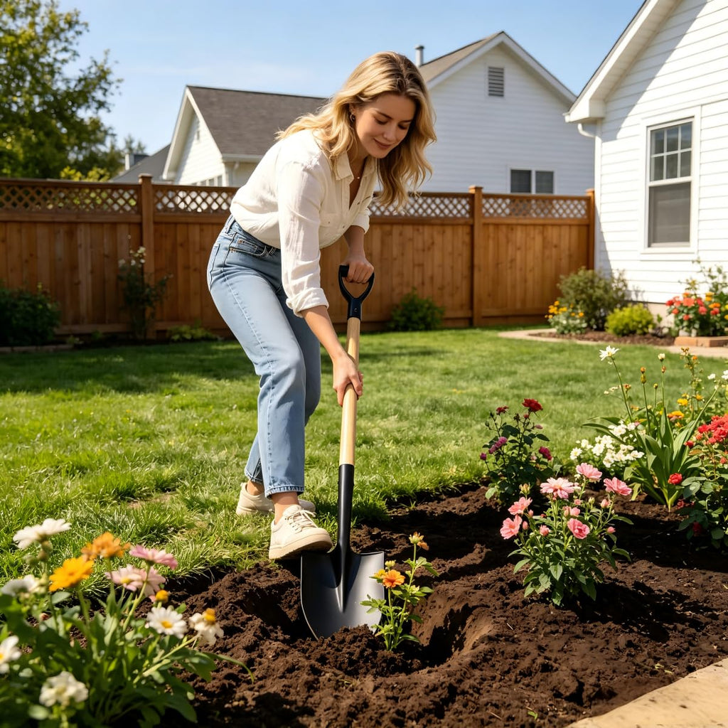 KOLEIYA 41 Inch Round Point Shovel for Digging,Heavy Duty Garden Shovel with D-Handle,Wooden Handle,Ideal for Gardening,Landscaping,Beach,and Snow Removal