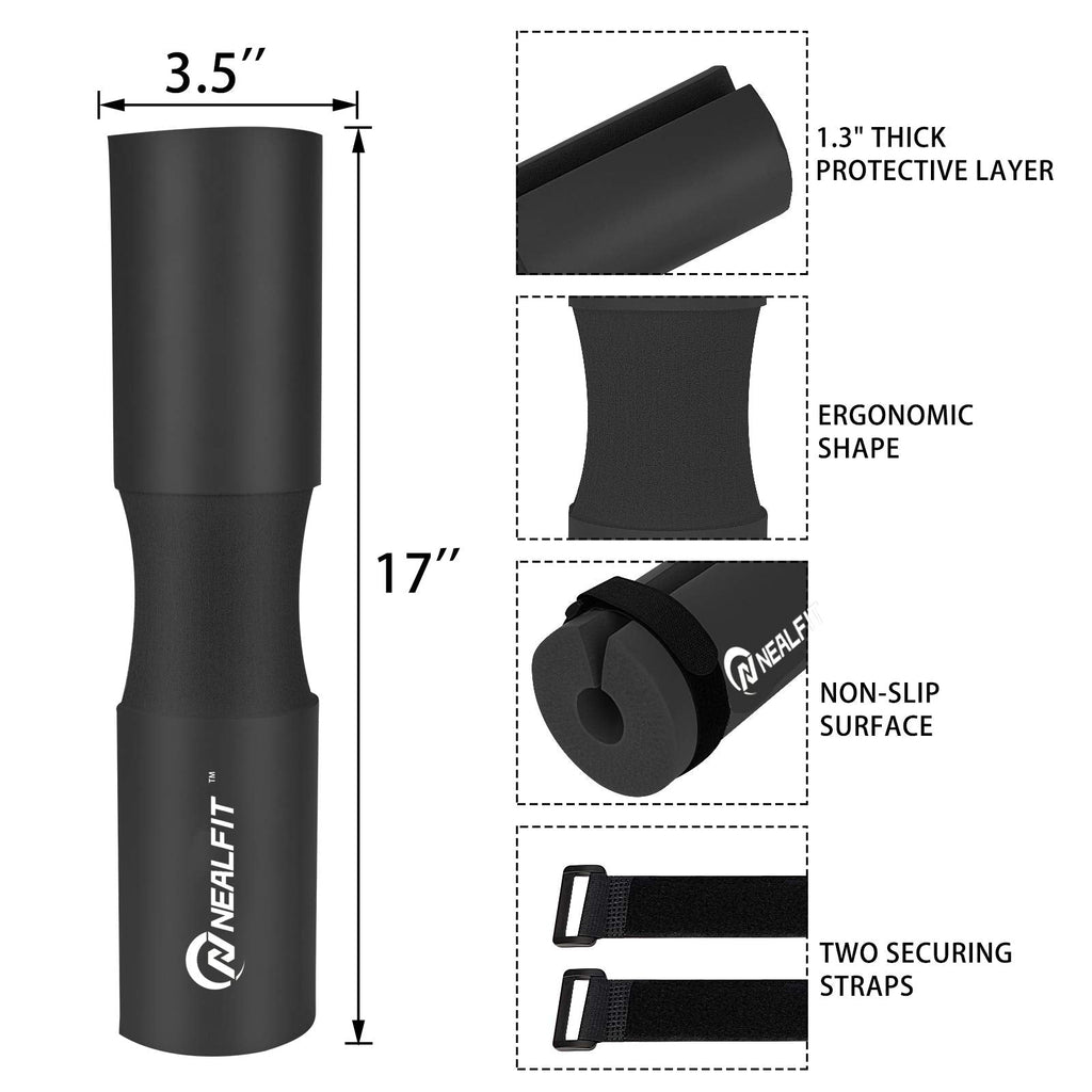 NEALFIT Barbell Pad Squat Pad for Squats���Squat Bar Pad���Great for Weightlifting,Lunges and Hip Thrusts���Foam Sponge Pad���Fit Standard and Olympic Bars Perfectly
