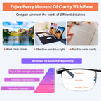 KISSOUL Photochromic Progressive Multifocus Reading Glasses Anti-blue Light Transition Multifocal Readers Clear Sunglasses