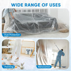 TICONN 12 x 9 Ft Plastic Drop Cloth for Painting, Waterproof Painters Plastic Sheeting, Painting Tarp for Furniture Cover, Floor Protection (6PK, 1.2Mil)