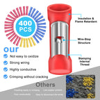 400 Pcs Butt Splice Connectors Kit 22-10 AWG Electrical Crimp Terminal Connector Kits Assorted Butt Splice Crimp Connectors Wiring Straight Crimps Terminals for 22,20,18,16,14,12,10 Gauge Wires