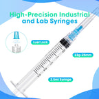 Meterbox 100 Pack 2.5ml Syringes with Needle - 23G 1 inch Disposable 2.5cc Luer Lock Syringe for Scientific Lab Use, Sterile Individually Wrapped