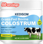 KEDISOM Grass-Fed Bovine Colostrum Supplement Powder - 60% High IgG 3000 mg for Gut Health, Immune Support - Easy to Mix Natural Liposomal Colostrum Superfood, Unflavored, 50 Servings