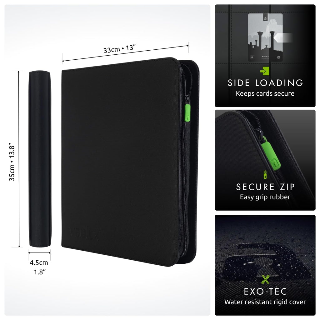 Vault X 12 Pocket Zip Trading Card Binder 480 Cards Exo-Tec (Black)