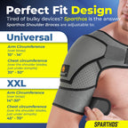 Sparthos Shoulder Brace - Support Sleeve for Torn Rotator Cuff, AC Joint Pain Relief - Arm Immobilizer Strap Wrap - Fits Bicep 14-30 in, Left or Right, Men & Women - Measure Before Purchase - XXL
