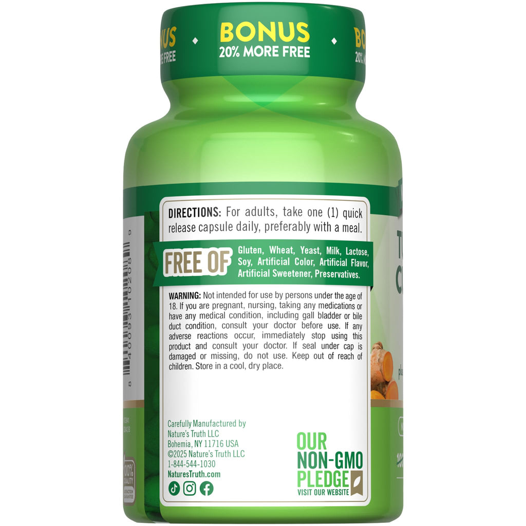 Nature's Truth Turmeric Curcumin | 120 Capsules | with Black Pepper Extract | Non-GMO and Gluten Free Supplement