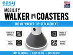Easy To Use Products | Walker Coasters | Longer Lasting More Durable Tennis Ball Alternative | Glides Easily Over Hard Surfaces | 6 Count | Storm Gray