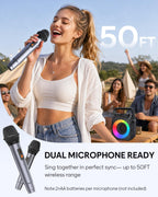 CYY Karaoke Machine, Portable Bluetooth Speaker with 2 Wireless Microphones