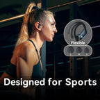 bmani Ear Buds Wireless Earbuds Bluetooth Headphones with 80H Playtime LED Display Case, Over-Ear Hook with Mic, Stereo Sound, Easy Button Controls, Sports Earphones for Running Workout Gym Black