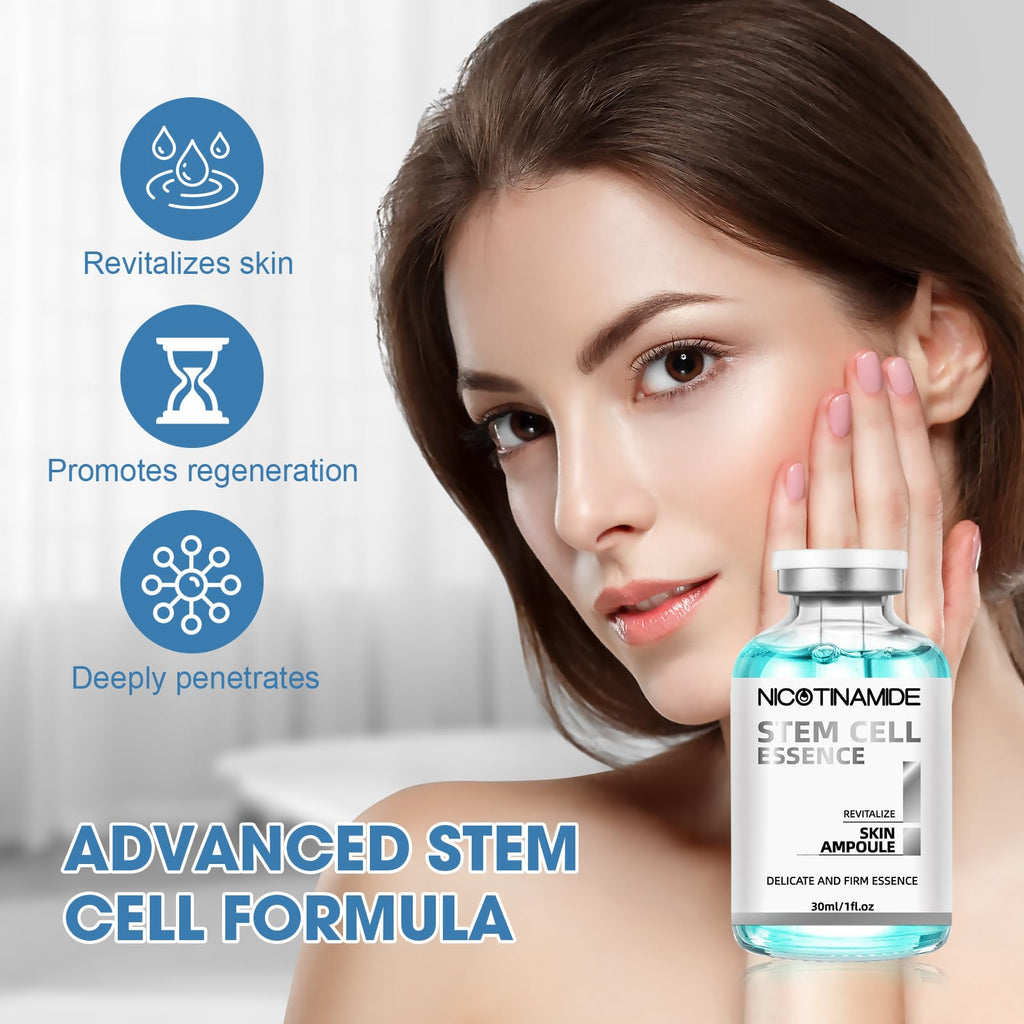 Stem Cell Serum for Face, 2 Pcs Microneedling Serum Ampoule for Anti-Aging, Helps Reduce the Look of Wrinkles and Scars, Hydrating Facial Serum to Use with and Without Micro Needling