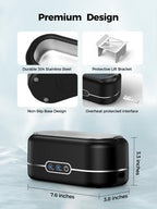 Miorcols Ultrasonic Jewelry Cleaner, 48KHz Jewelry Ultrasonic Cleaner Machine for All Jewelry, Glasses, Rings, Retainers, Watch Strap, Dentures, 304 Stainless Steel 12oz Cleaning Pod - Black