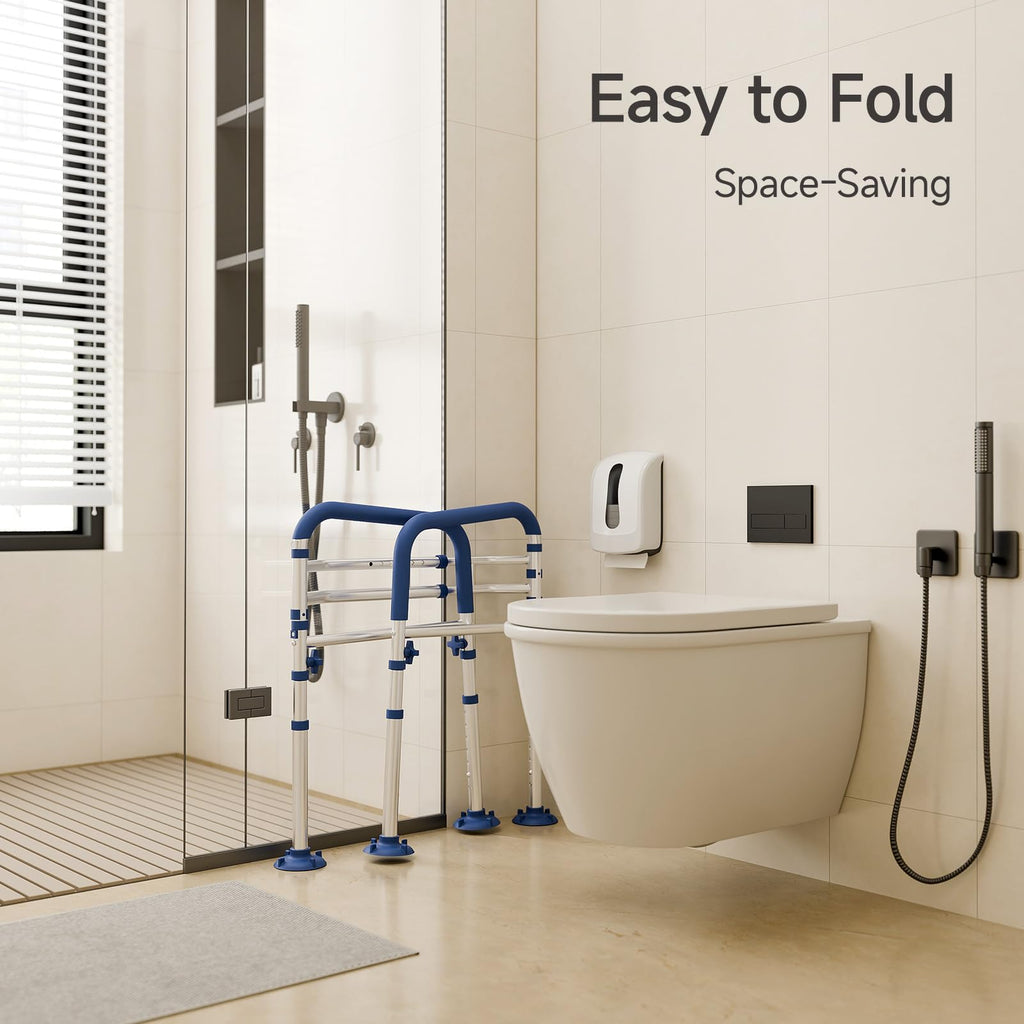 Loyoda Toilet Safety Rails for Seniors,Height-Adjustable Toilet Frame Width-Adjustable Toilet Handles Toilet Rail Provides Support for Seniors ， Pregnant ，Disabled